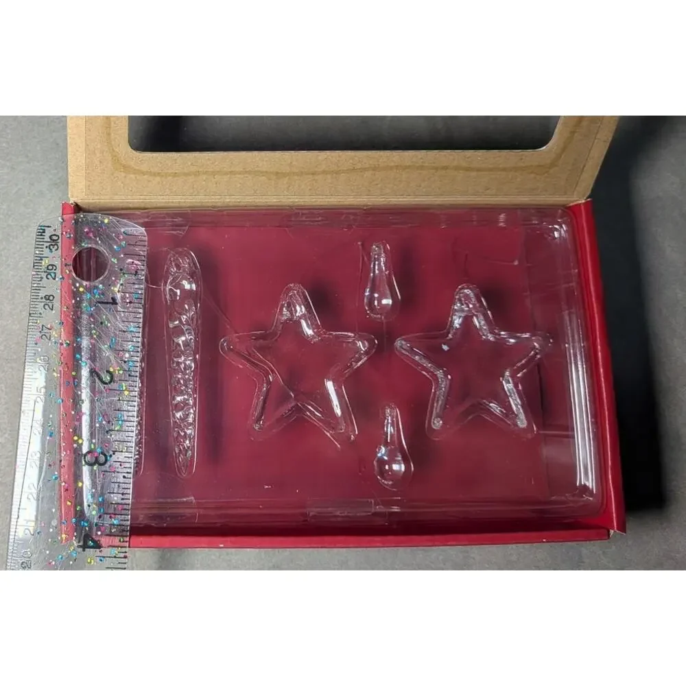 Pottery Barn Mini Glass Christmas Ornaments 2 Boxes Icicles Stars Drops NIB